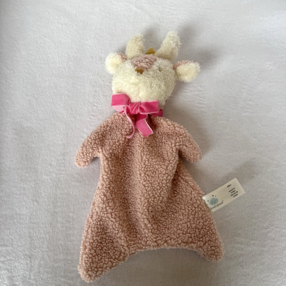 Cloud Island Baby Lovey Plush Pink Deer Reindeer Princess Crown Security Blanket